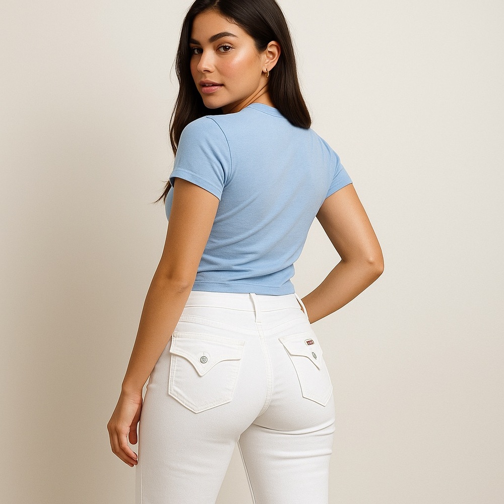 NWT Hudson Signature 19” Leg White Bootcut 98% Cotton Denim Jeans Size 27